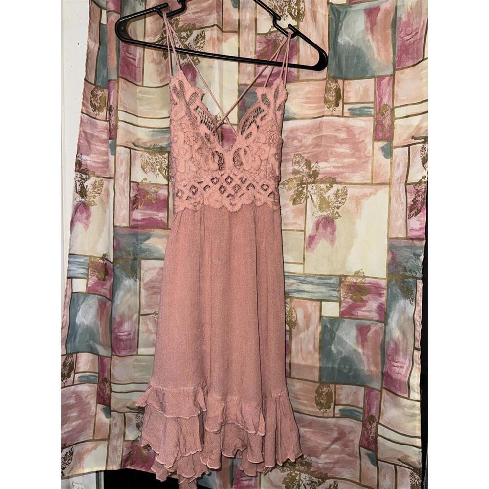 New Free People Rose Pink Slip Dress Adella Sz XS Boho Going Out Fairy Barbicore